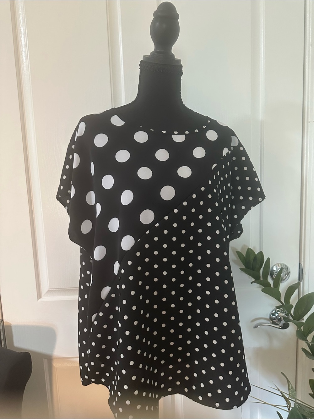 Classic Black & White Polka Dot Women's Top
